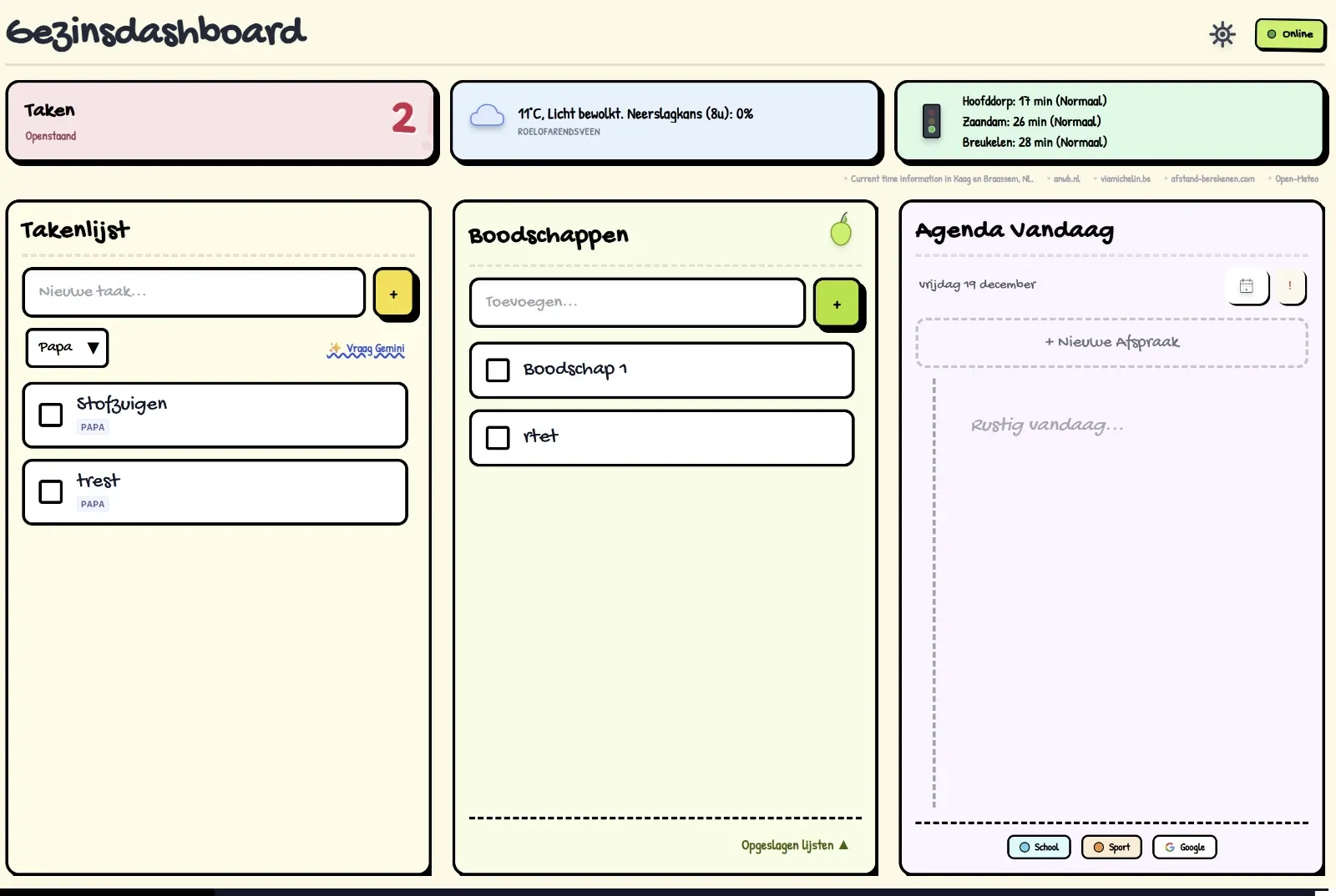 Gezinsdashboard